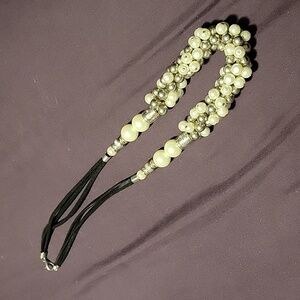 Faux pearl & silver necklace